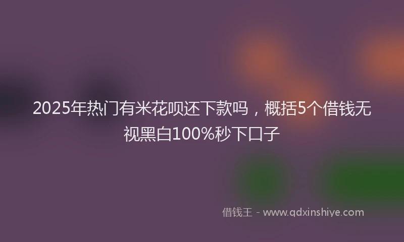 2025年热门有米花呗还下款吗，概括5个借钱无视黑白100%秒下口子
