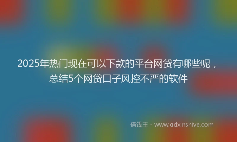 2025年热门现在可以下款的平台网贷有哪些呢，总结5个网贷口子风控不严的软件