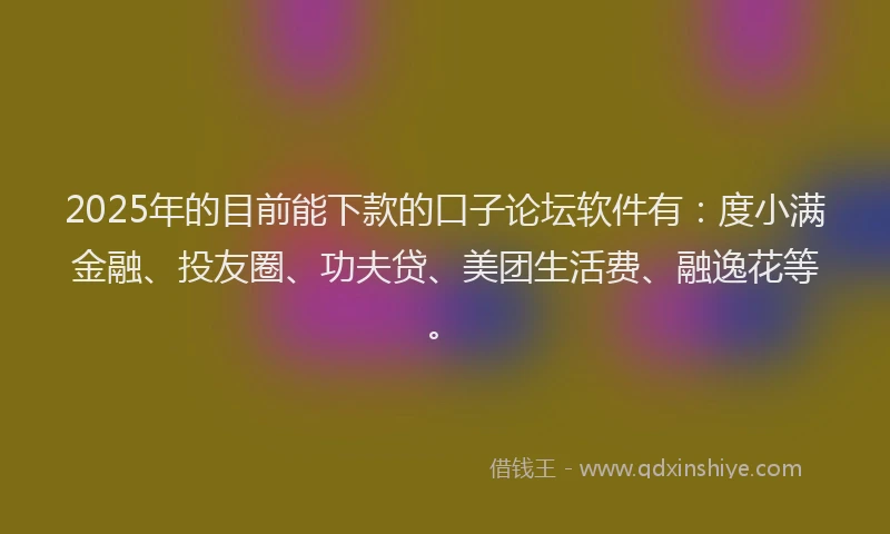 2025年的目前能下款的口子论坛软件有：度小满金融、投友圈、功夫贷、美团生活费、融逸花等。