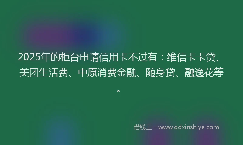 2025年的柜台申请信用卡不过有：维信卡卡贷、美团生活费、中原消费金融、随身贷、融逸花等。