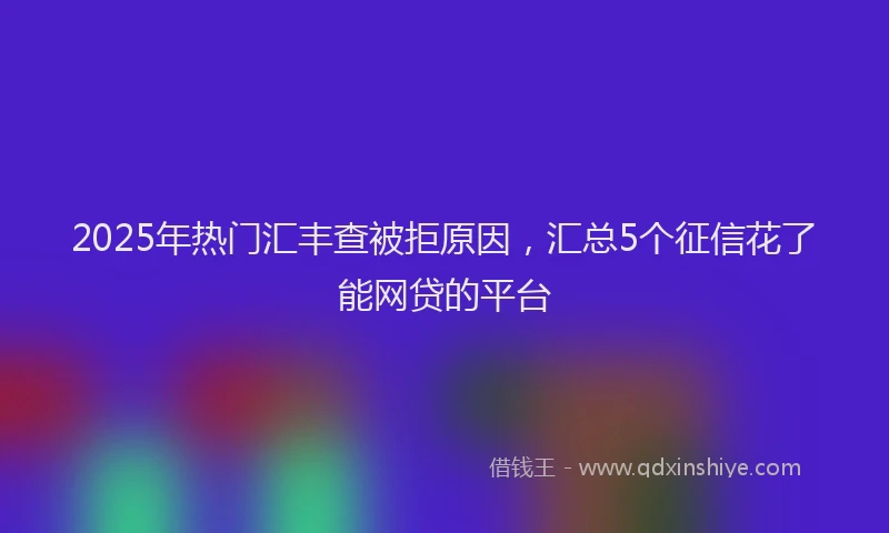 2025年热门汇丰查被拒原因，汇总5个征信花了能网贷的平台