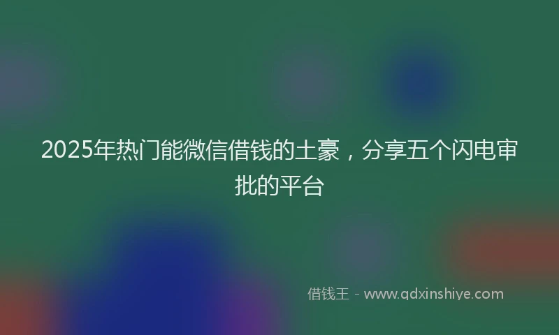 2025年热门能微信借钱的土豪，分享五个闪电审批的平台