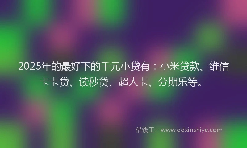 2025年的最好下的千元小贷有：小米贷款、维信卡卡贷、读秒贷、超人卡、分期乐等。