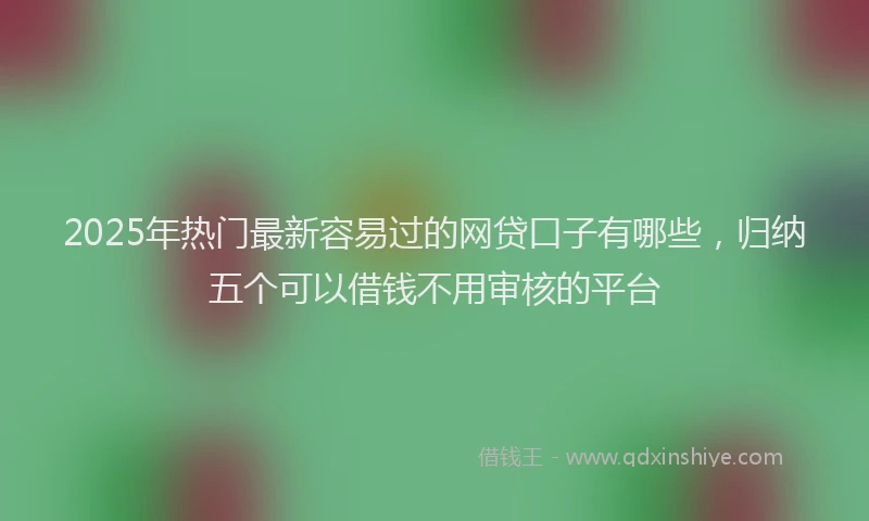 2025年热门最新容易过的网贷口子有哪些，归纳五个可以借钱不用审核的平台