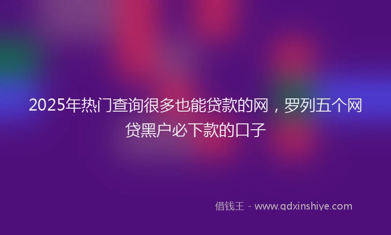 2025年热门查询很多也能贷款的网，罗列五个网贷黑户必下款的口子