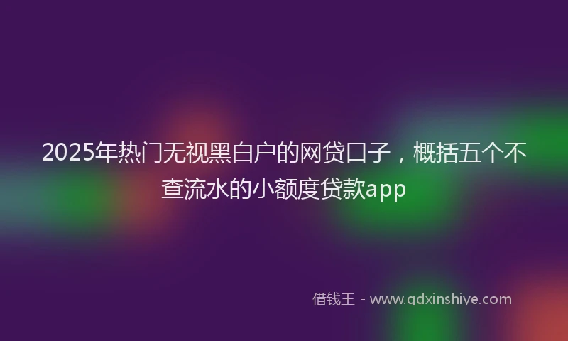 2025年热门无视黑白户的网贷口子，概括五个不查流水的小额度贷款app