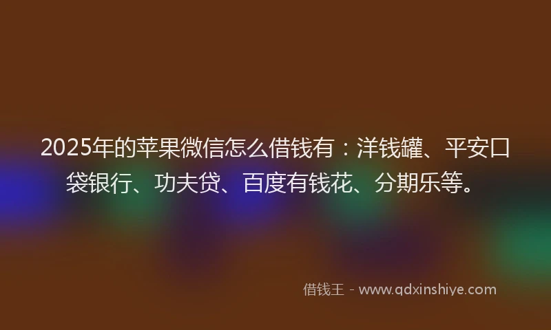 2025年的苹果微信怎么借钱有：洋钱罐、平安口袋银行、功夫贷、百度有钱花、分期乐等。