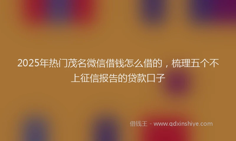 2025年热门茂名微信借钱怎么借的，梳理五个不上征信报告的贷款口子