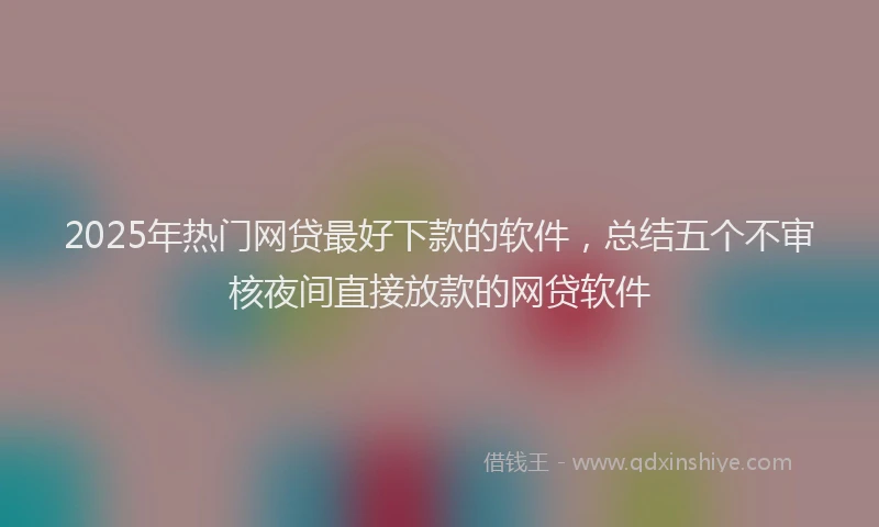 2025年热门网贷最好下款的软件，总结五个不审核夜间直接放款的网贷软件