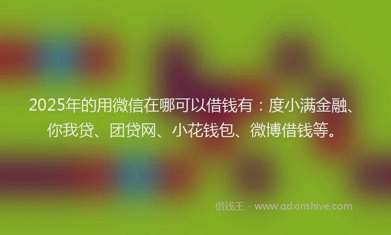 2025年的用微信在哪可以借钱有：度小满金融、你我贷、团贷网、小花钱包、微博借钱等。
