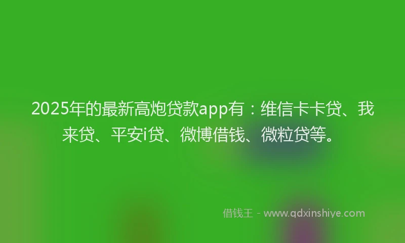 2025年的最新高炮贷款app有：维信卡卡贷、我来贷、平安i贷、微博借钱、微粒贷等。