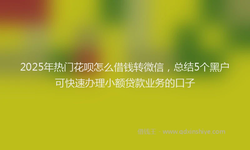 2025年热门花呗怎么借钱转微信，总结5个黑户可快速办理小额贷款业务的口子