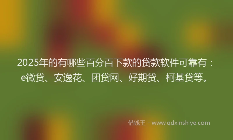 2025年的有哪些百分百下款的贷款软件可靠有：e微贷、安逸花、团贷网、好期贷、柯基贷等。