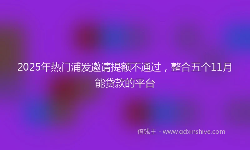 2025年热门浦发邀请提额不通过，整合五个11月能贷款的平台