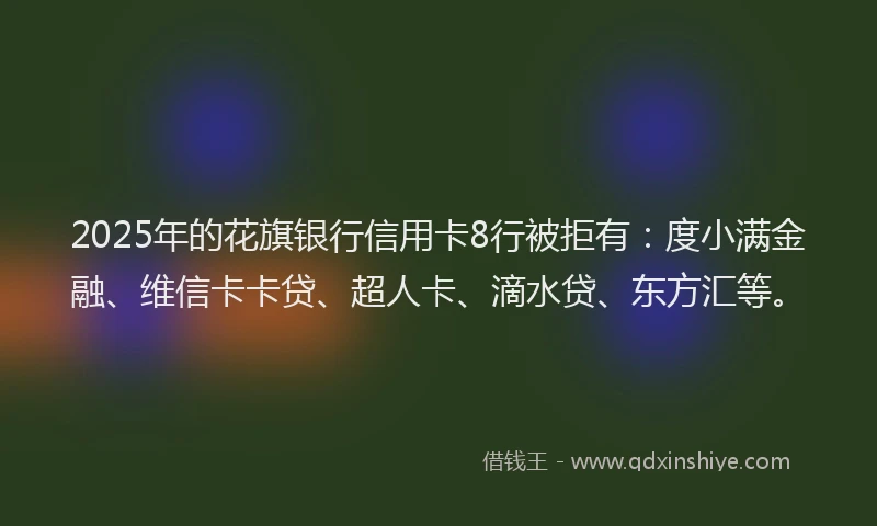 2025年的花旗银行信用卡8行被拒有：度小满金融、维信卡卡贷、超人卡、滴水贷、东方汇等。