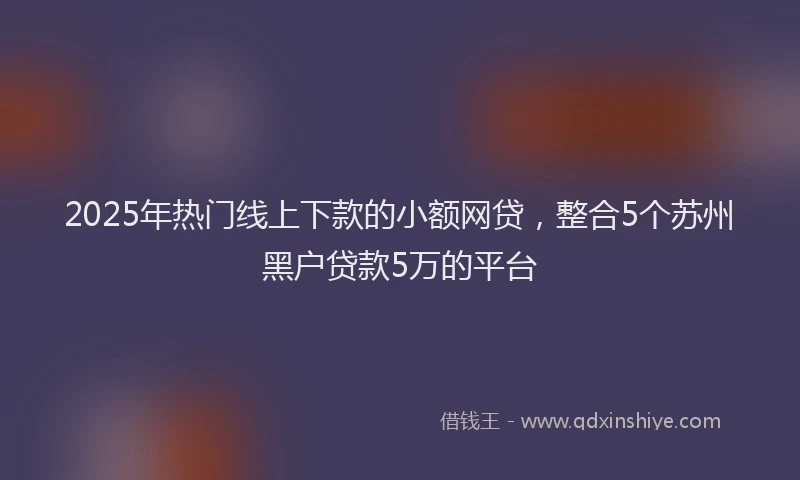 2025年热门线上下款的小额网贷，整合5个苏州黑户贷款5万的平台