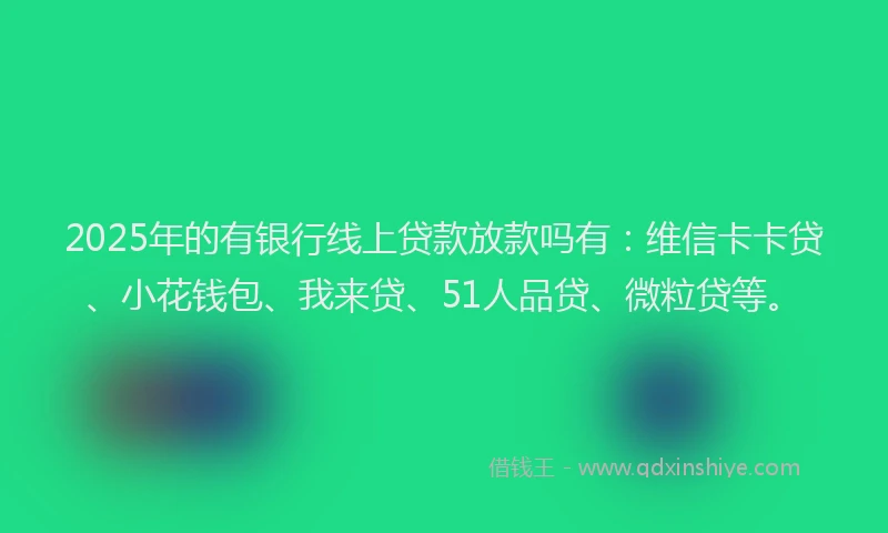 2025年的有银行线上贷款放款吗有：维信卡卡贷、小花钱包、我来贷、51人品贷、微粒贷等。