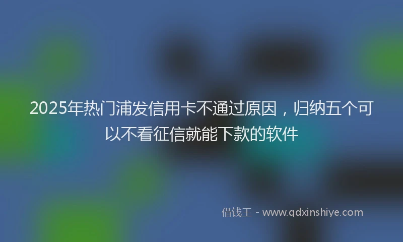 2025年热门浦发信用卡不通过原因，归纳五个可以不看征信就能下款的软件