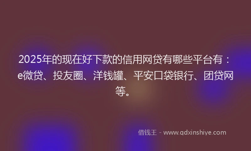 2025年的现在好下款的信用网贷有哪些平台有：e微贷、投友圈、洋钱罐、平安口袋银行、团贷网等。