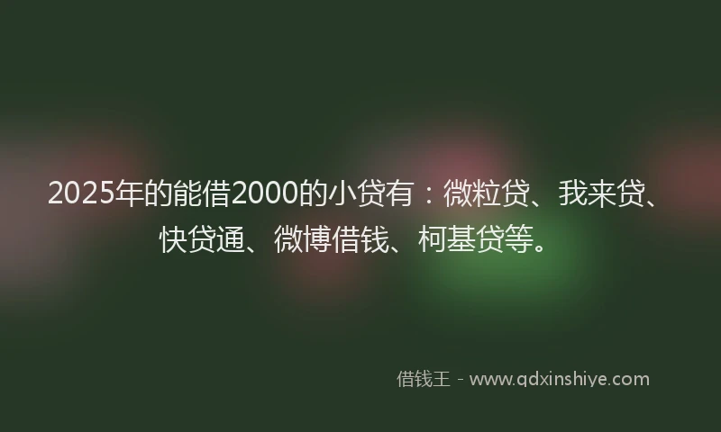 2025年的能借2000的小贷有：微粒贷、我来贷、快贷通、微博借钱、柯基贷等。
