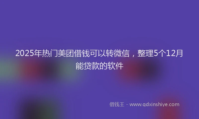 2025年热门美团借钱可以转微信，整理5个12月能贷款的软件