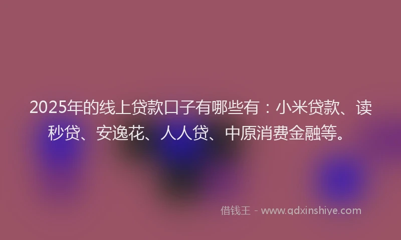 2025年的线上贷款口子有哪些有：小米贷款、读秒贷、安逸花、人人贷、中原消费金融等。