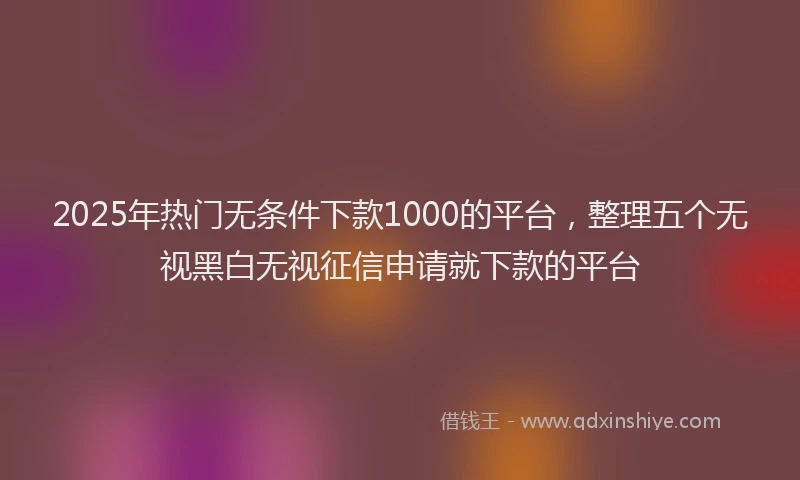 2025年热门无条件下款1000的平台，整理五个无视黑白无视征信申请就下款的平台