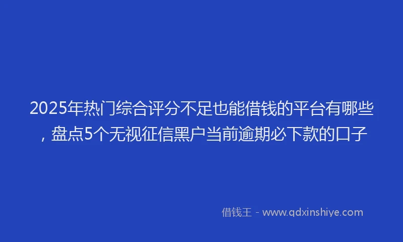 2025年热门综合评分不足也能借钱的平台有哪些，盘点5个无视征信黑户当前逾期必下款的口子
