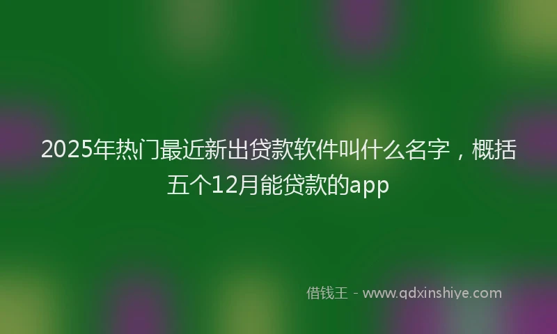 2025年热门最近新出贷款软件叫什么名字，概括五个12月能贷款的app