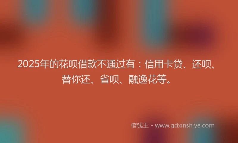 2025年的花呗借款不通过有：信用卡贷、还呗、替你还、省呗、融逸花等。