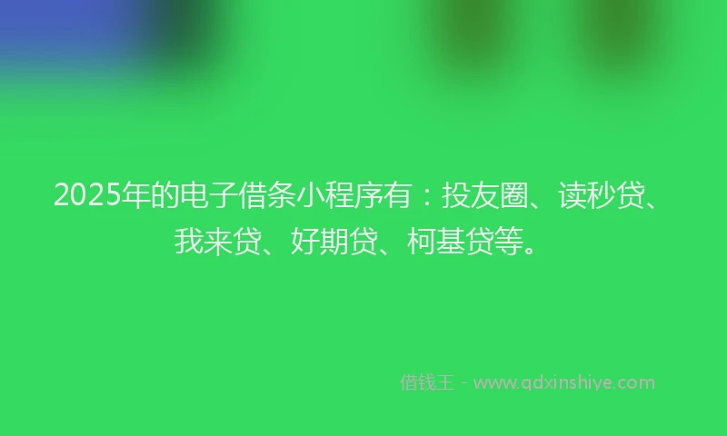 2025年的电子借条小程序有：投友圈、读秒贷、我来贷、好期贷、柯基贷等。