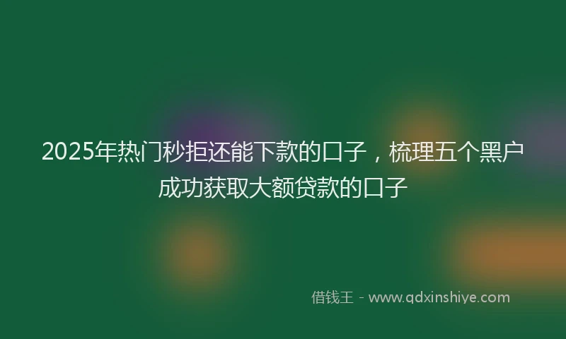 2025年热门秒拒还能下款的口子，梳理五个黑户成功获取大额贷款的口子