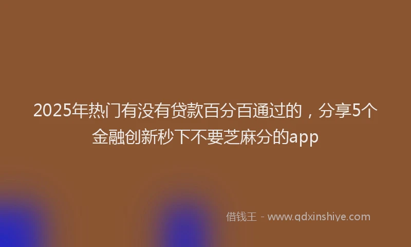 2025年热门有没有贷款百分百通过的，分享5个金融创新秒下不要芝麻分的app