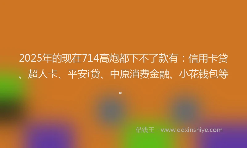 2025年的现在714高炮都下不了款有：信用卡贷、超人卡、平安i贷、中原消费金融、小花钱包等。