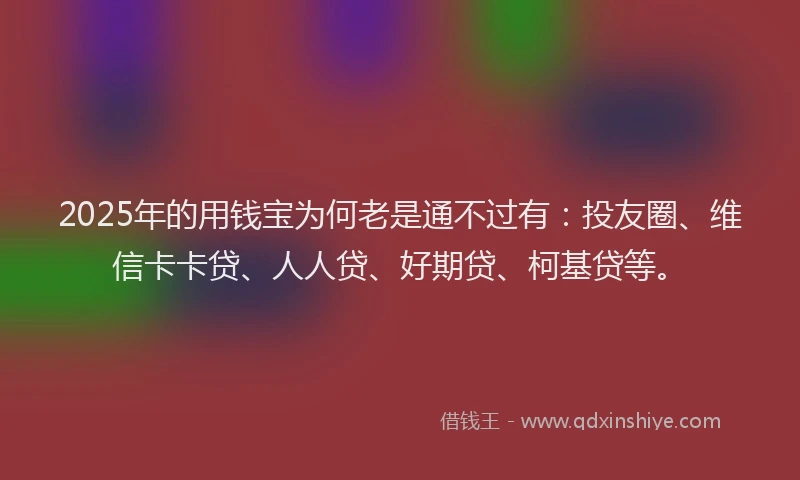 2025年的用钱宝为何老是通不过有：投友圈、维信卡卡贷、人人贷、好期贷、柯基贷等。