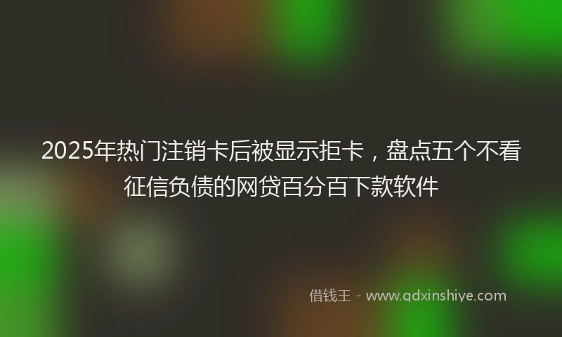 2025年热门注销卡后被显示拒卡，盘点五个不看征信负债的网贷百分百下款软件