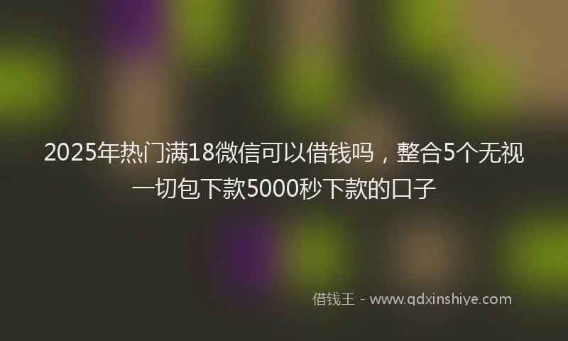 2025年热门满18微信可以借钱吗，整合5个无视一切包下款5000秒下款的口子
