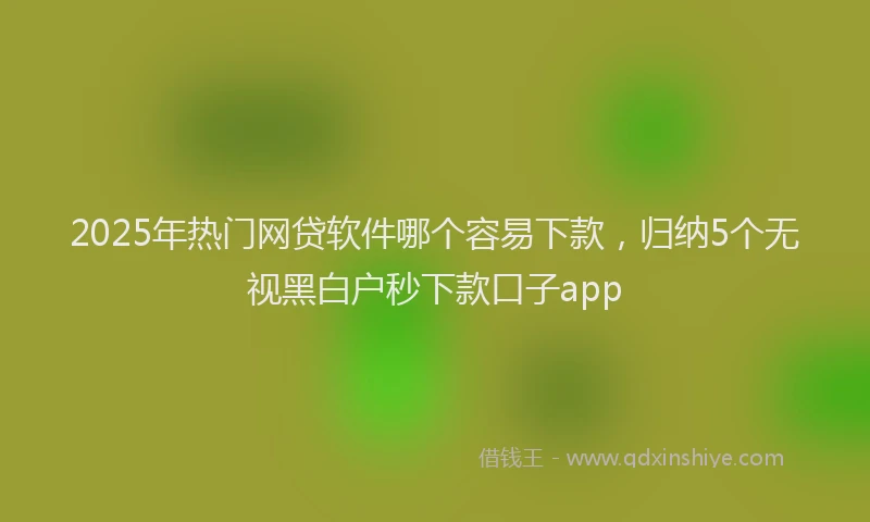 2025年热门网贷软件哪个容易下款，归纳5个无视黑白户秒下款口子app