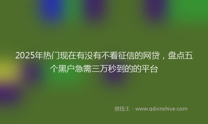 2025年热门现在有没有不看征信的网贷，盘点五个黑户急需三万秒到的的平台
