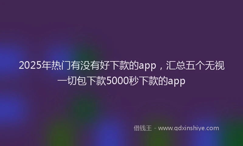 2025年热门有没有好下款的app，汇总五个无视一切包下款5000秒下款的app