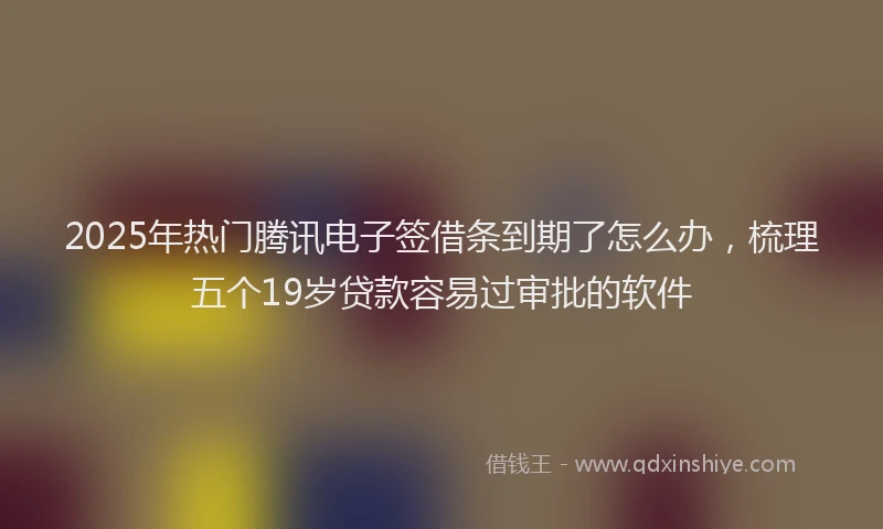 2025年热门腾讯电子签借条到期了怎么办，梳理五个19岁贷款容易过审批的软件