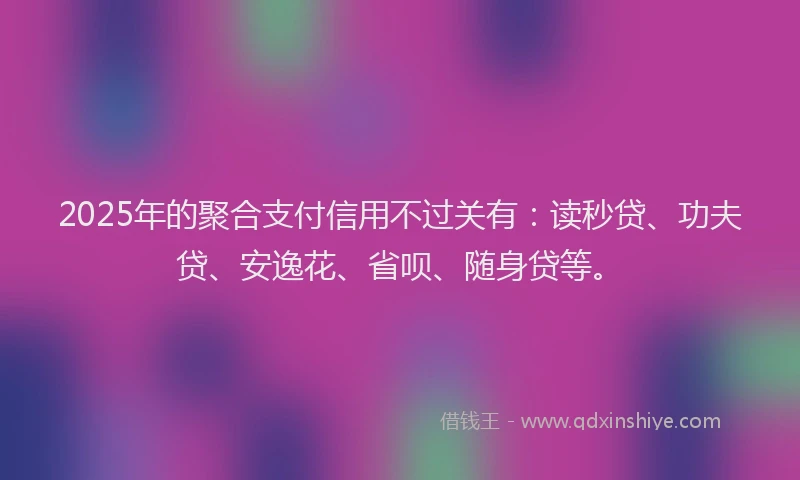 2025年的聚合支付信用不过关有：读秒贷、功夫贷、安逸花、省呗、随身贷等。