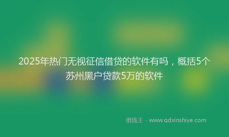 2025年热门无视征信借贷的软件有吗，概括5个苏州黑户贷款5万的软件