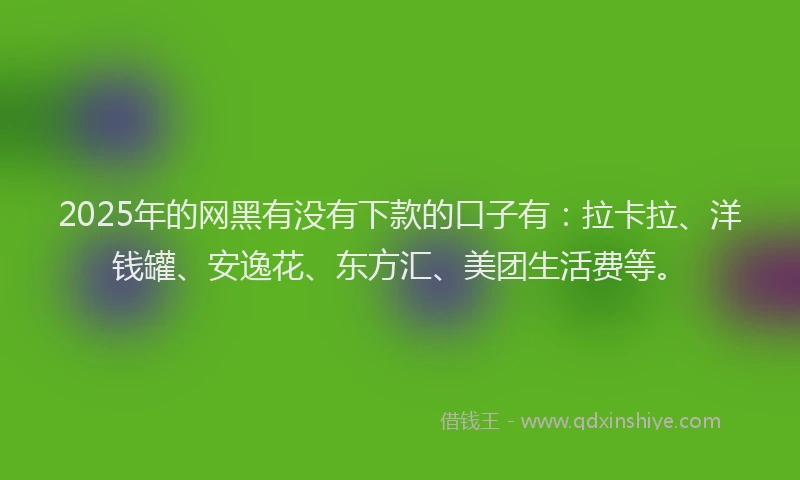 2025年的网黑有没有下款的口子有：拉卡拉、洋钱罐、安逸花、东方汇、美团生活费等。