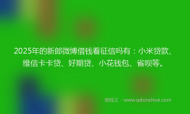 2025年的新郎微博借钱看征信吗有：小米贷款、维信卡卡贷、好期贷、小花钱包、省呗等。