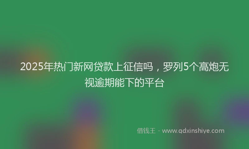 2025年热门新网贷款上征信吗，罗列5个高炮无视逾期能下的平台