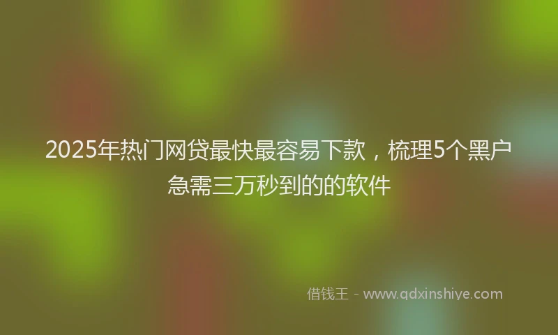 2025年热门网贷最快最容易下款，梳理5个黑户急需三万秒到的的软件
