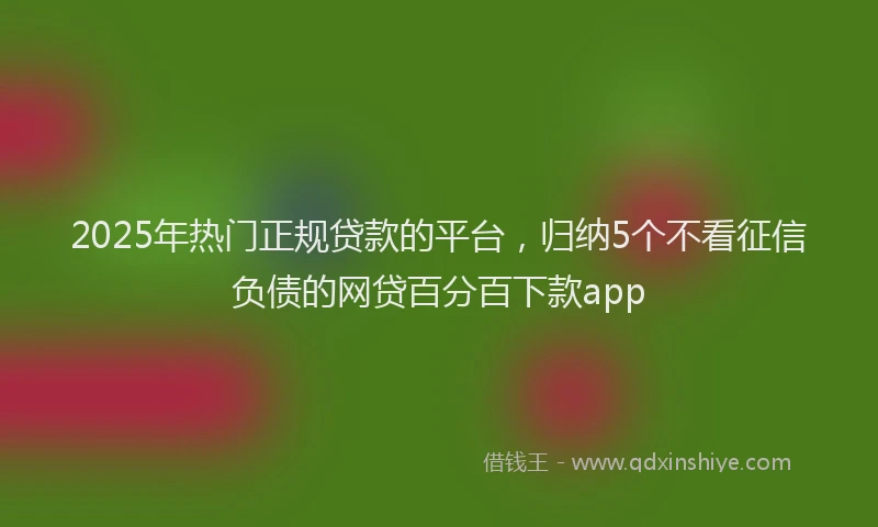 2025年热门正规贷款的平台，归纳5个不看征信负债的网贷百分百下款app