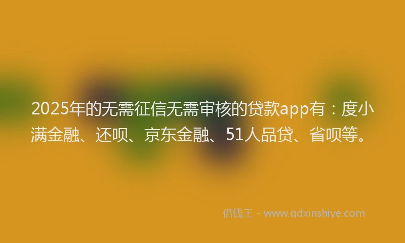 2025年的无需征信无需审核的贷款app有：度小满金融、还呗、京东金融、51人品贷、省呗等。