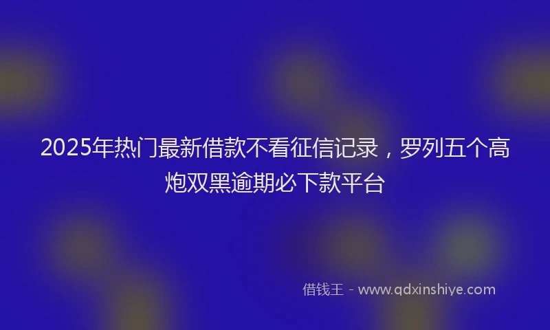 2025年热门最新借款不看征信记录，罗列五个高炮双黑逾期必下款平台